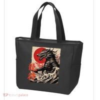 Japan Samurai Warrior Dragon Great Wave Ukiyo-e Art Kanji Tote Bag thumb 3