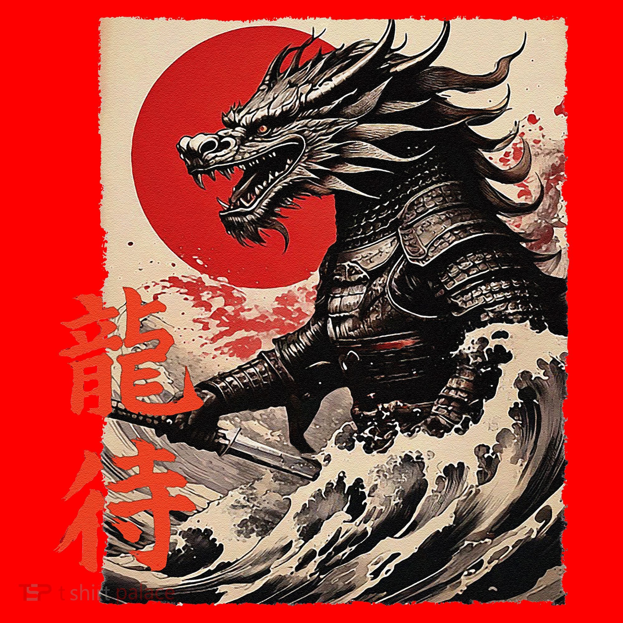 Japan Samurai Warrior Dragon Great Wave Ukiyo-e Art Kanji Santa Hat