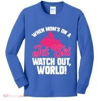Jet Skiing When Mom’S On A Jet Ski Watch Out Mother’S Day Gift Kids Long Sleeve Shirt thumb 0