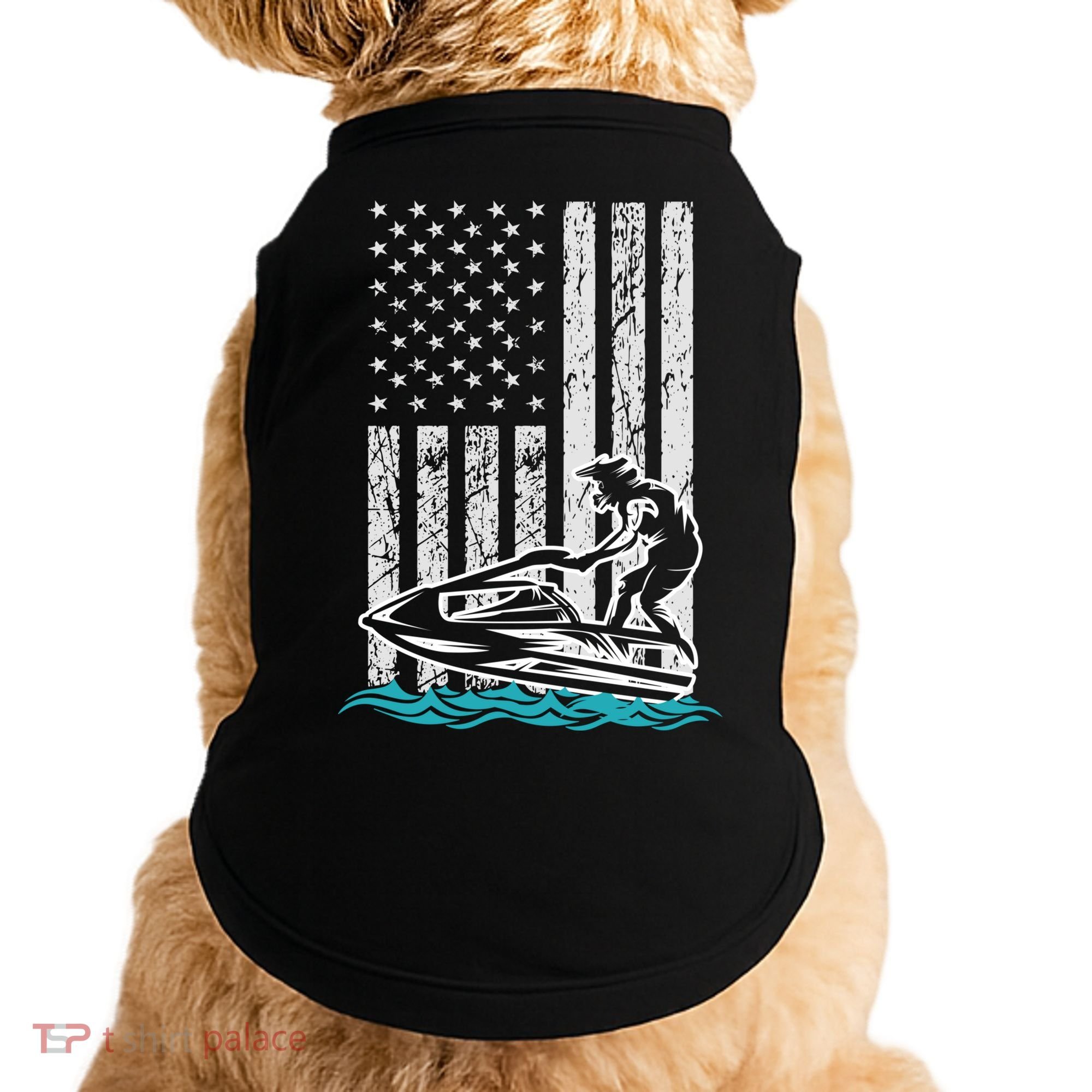 Jet Skiing Water Ski Athletic Usa American Flag Gift Doggie Tank