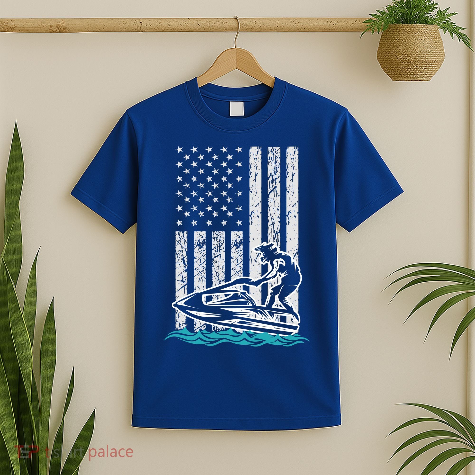 Jet Skiing Water Ski Athletic Usa American Flag Gift T-Shirt
