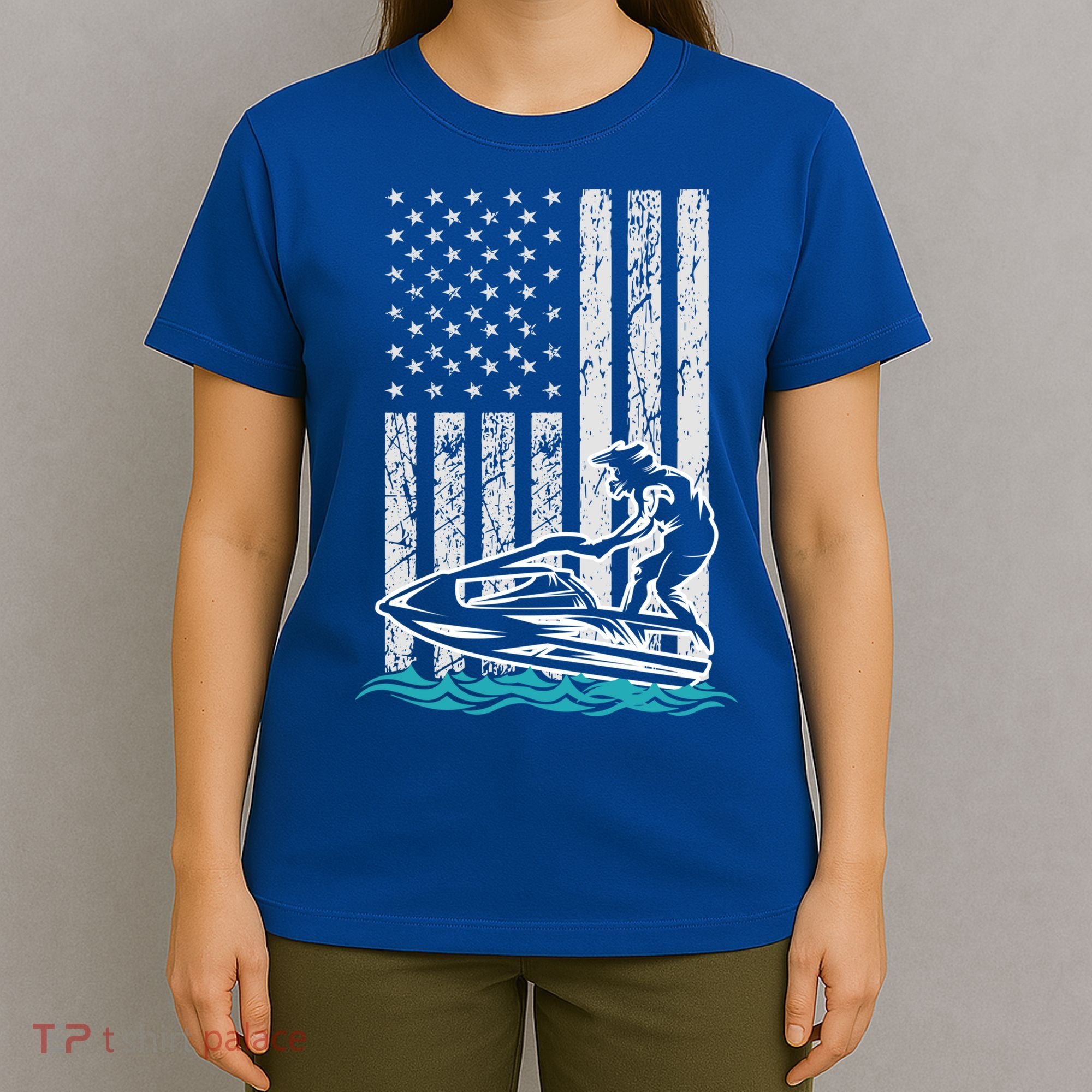 Jet Skiing Water Ski Athletic Usa American Flag Gift T-Shirt