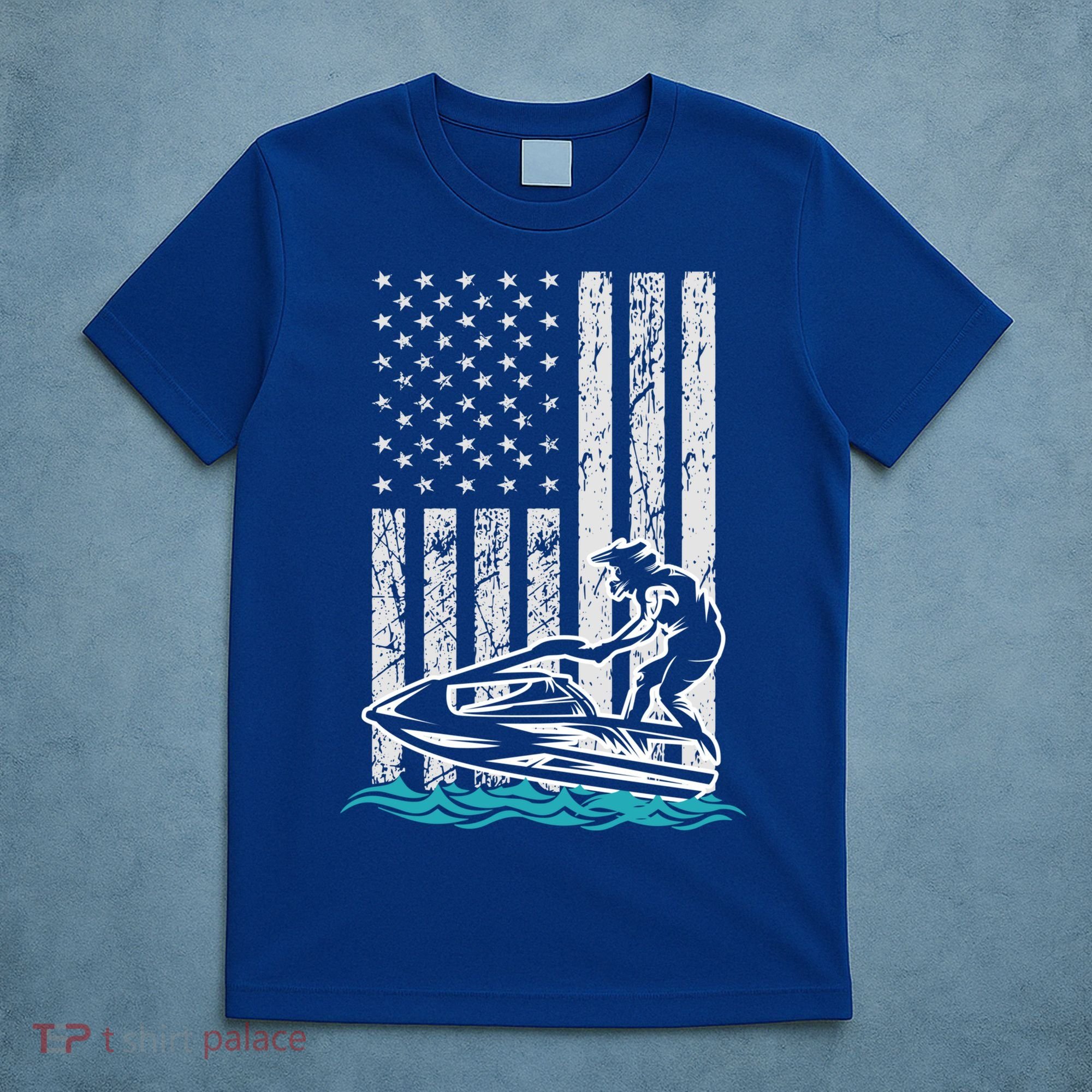 Jet Skiing Water Ski Athletic Usa American Flag Gift T-Shirt