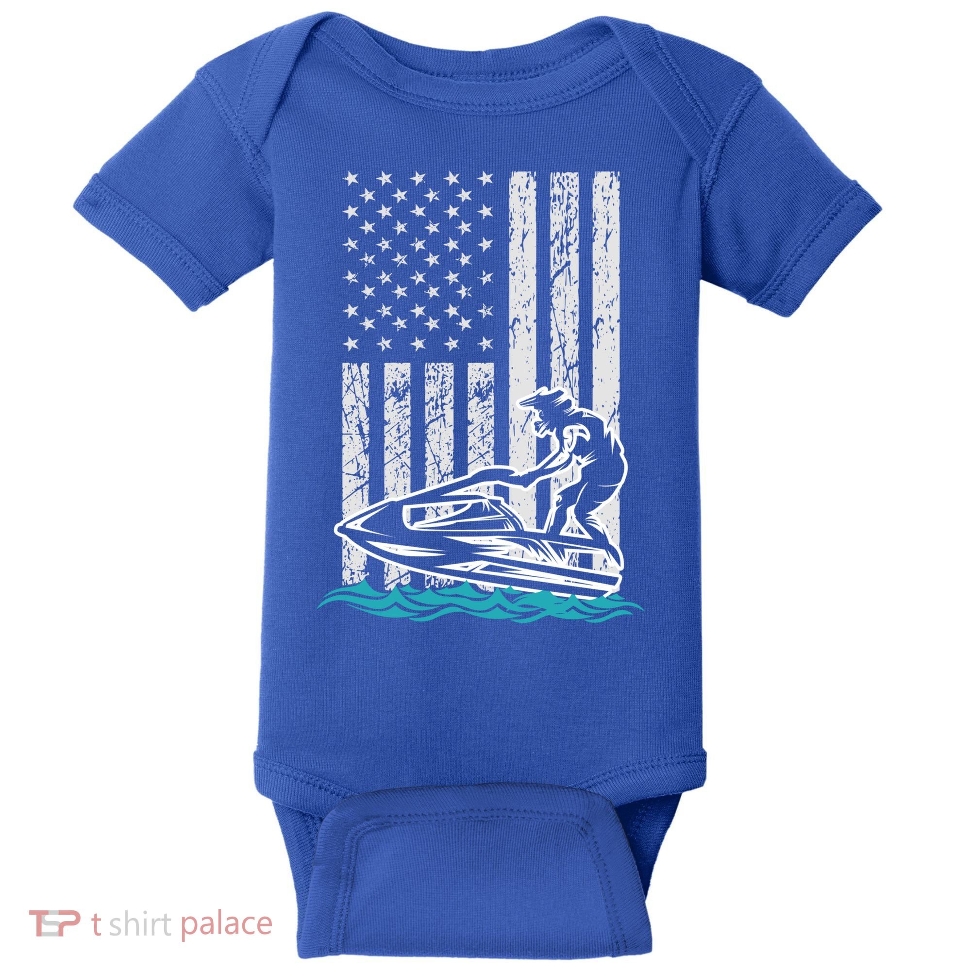 Jet Skiing Water Ski Athletic Usa American Flag Gift Baby Bodysuit