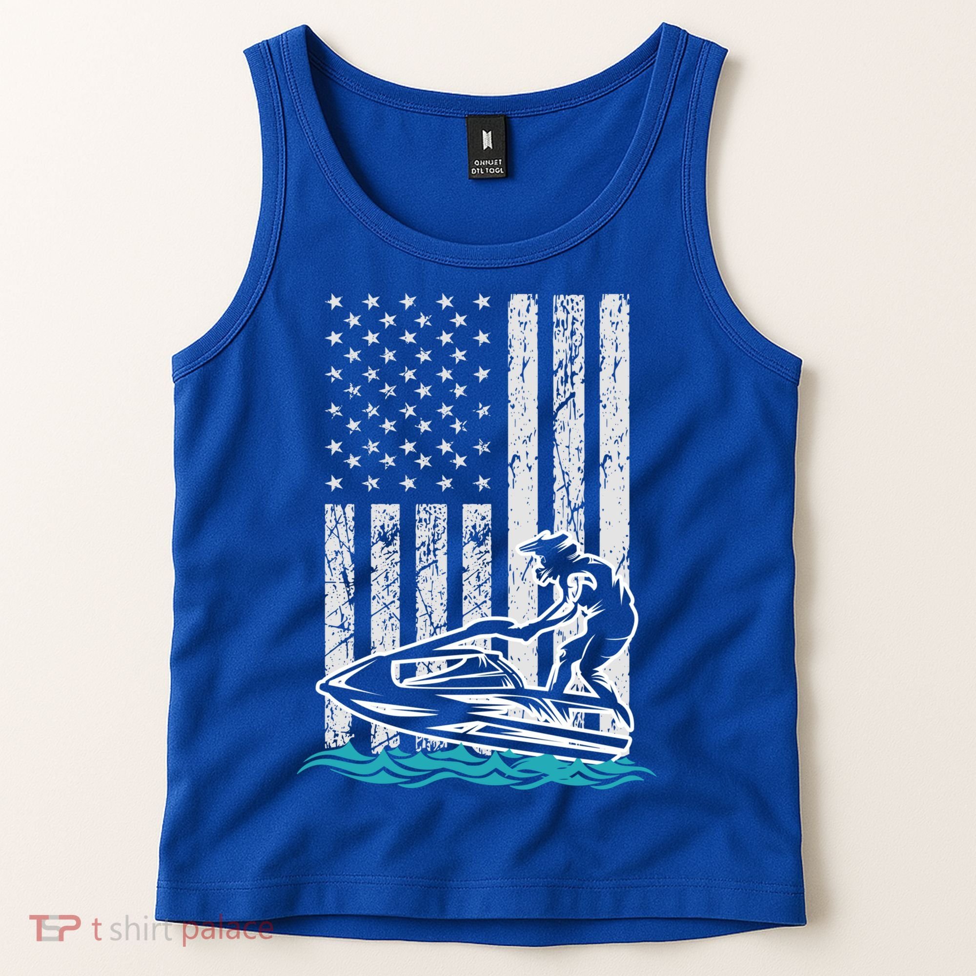 Jet Skiing Water Ski Athletic Usa American Flag Gift Tank Top
