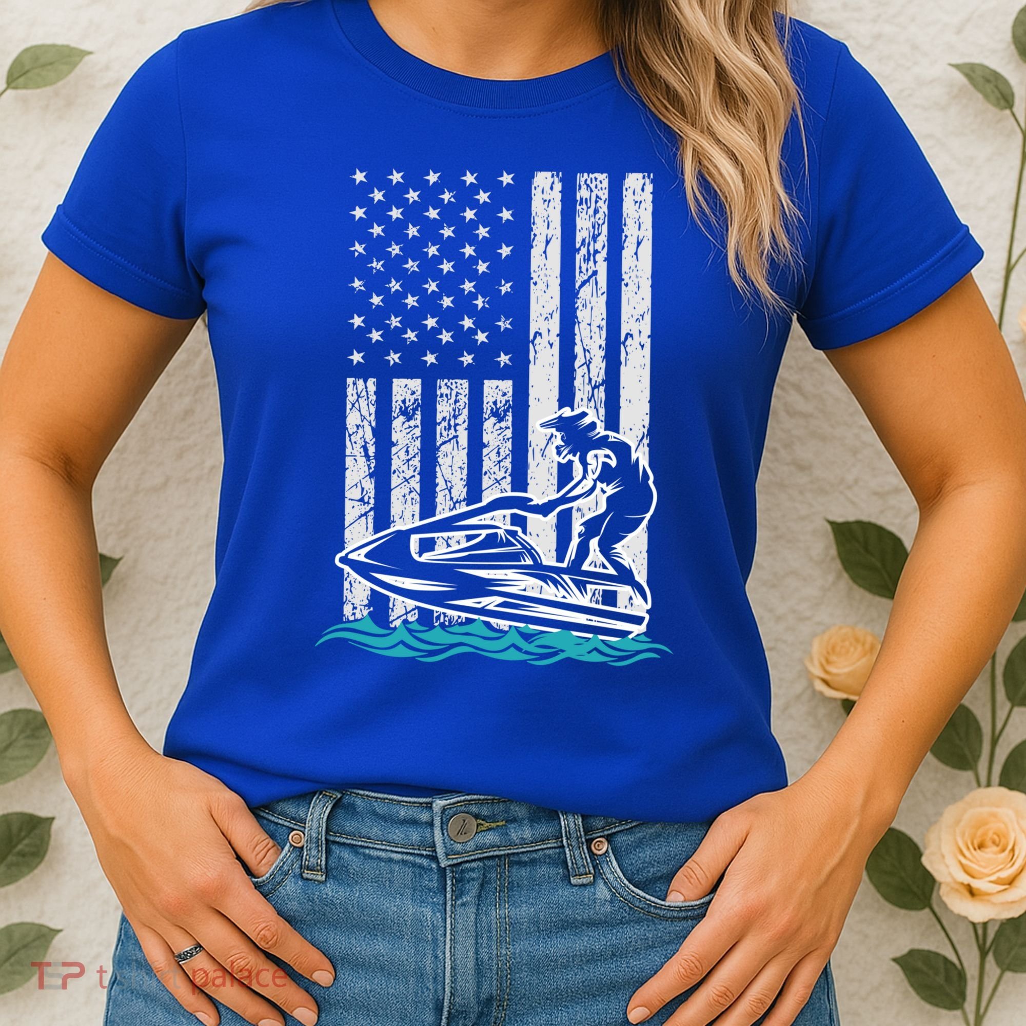 Jet Skiing Water Ski Athletic Usa American Flag Gift Women's T-Shirt