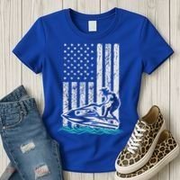 Jet Skiing Water Ski Athletic Usa American Flag Gift Women's T-Shirt thumb 3