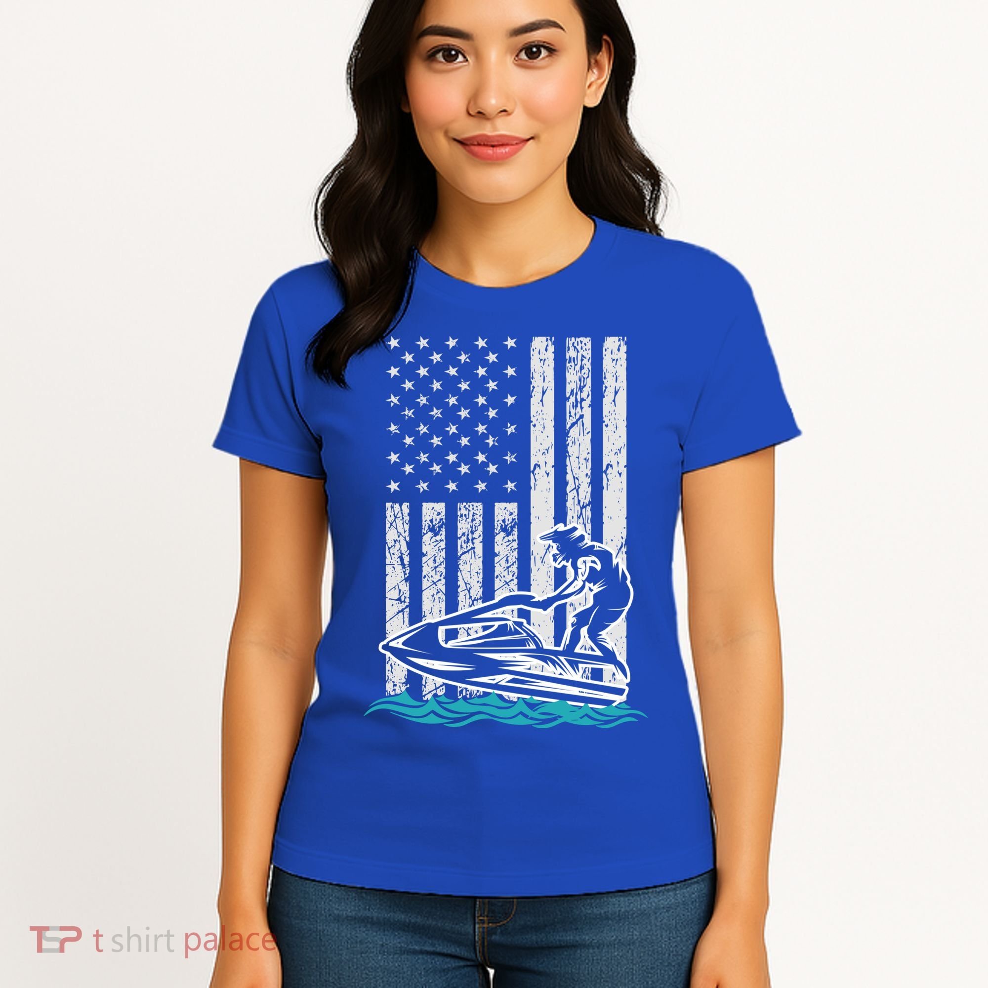 Jet Skiing Water Ski Athletic Usa American Flag Gift Women's T-Shirt