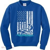 Jet Skiing Water Ski Athletic Usa American Flag Gift Kids Sweatshirt thumb 0