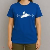 Jet Ski Water Skier Heartbeat Stand Up Racing Jet Ski Lover Gift T-Shirt thumb 4
