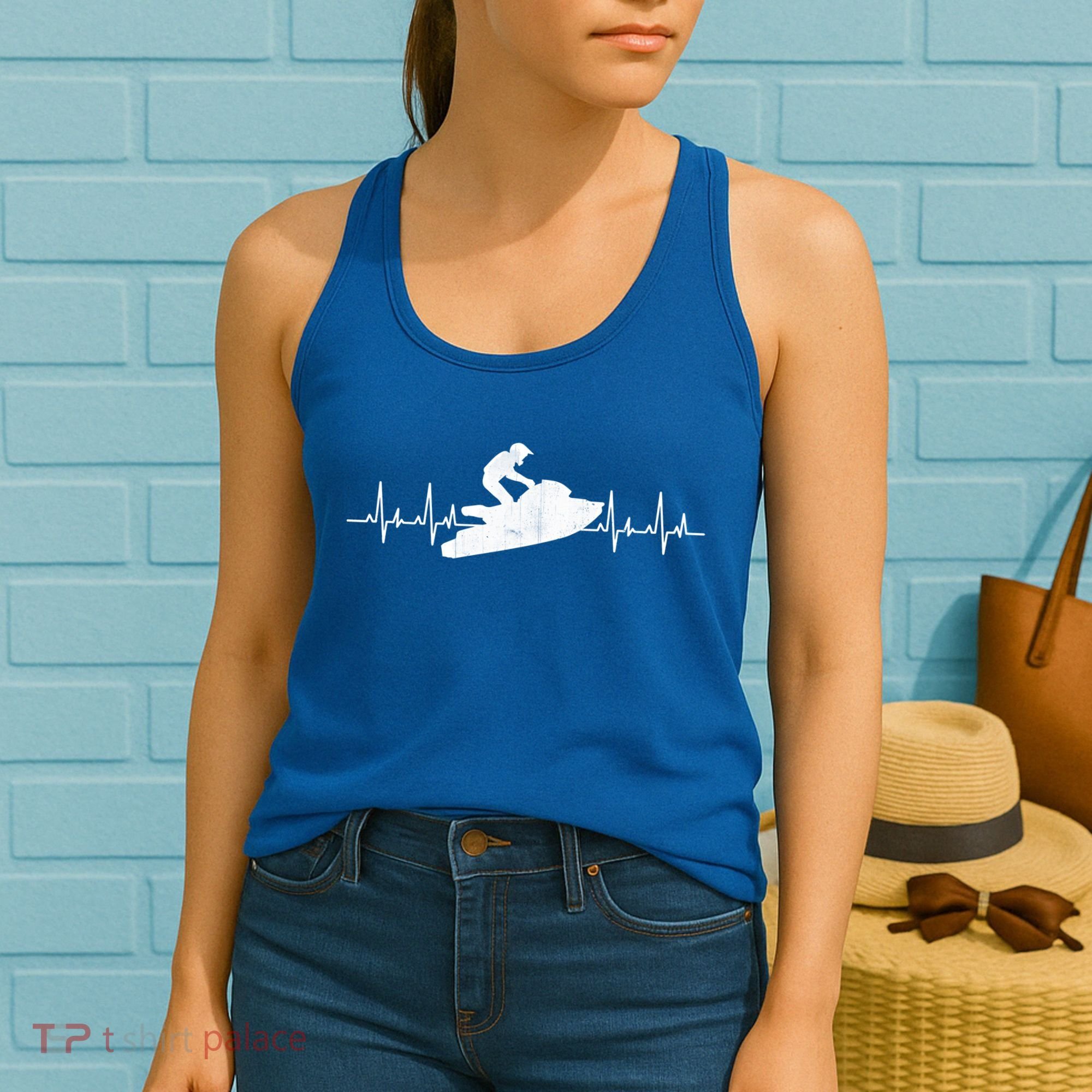 Jet Ski Water Skier Heartbeat Stand Up Racing Jet Ski Lover Gift Women's Tank Top
