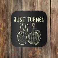 Just Turned 21 Years Old Funny 21st Birthday Party Coaster thumb 0