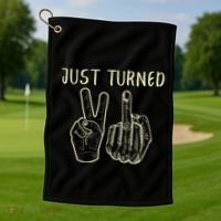 Just Turned 21 Years Old Funny 21st Birthday Party Golf Towel thumb 1