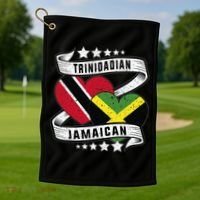 Jamaican Trinidad and half Jamaican flag  Golf Towel thumb 1