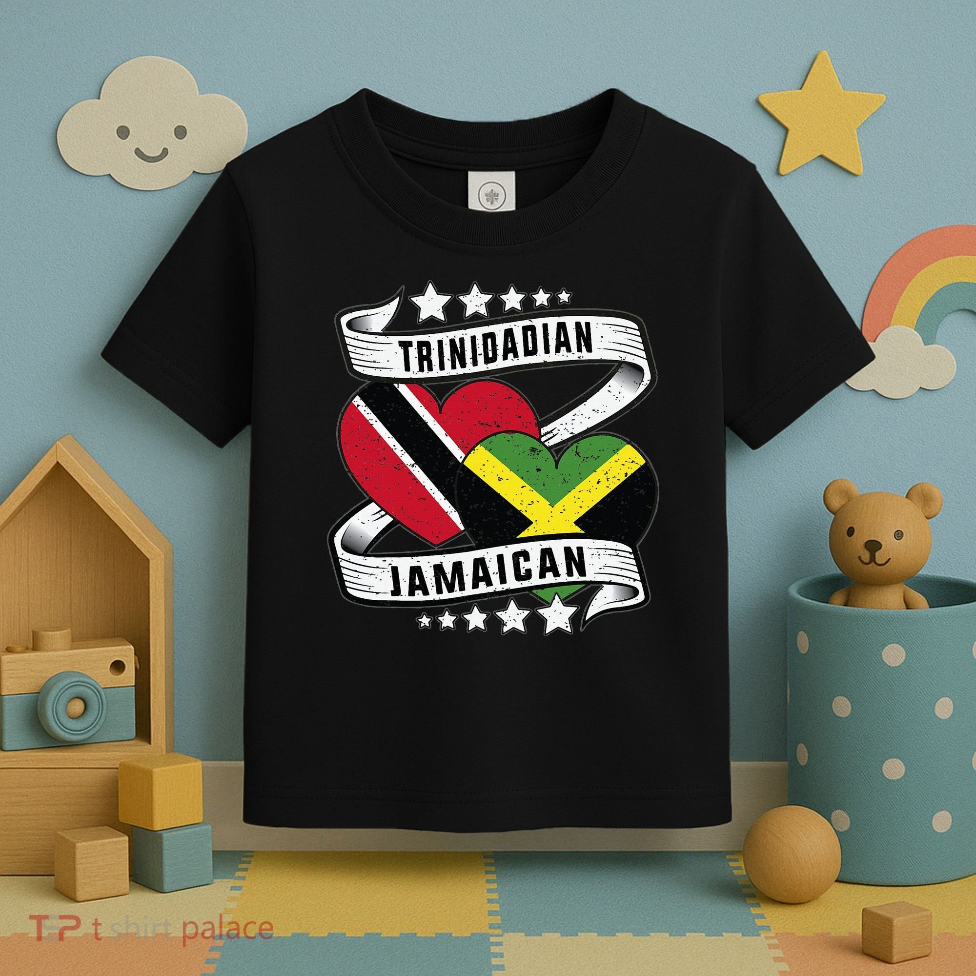 Jamaican Trinidad and half Jamaican flag  Toddler T-Shirt