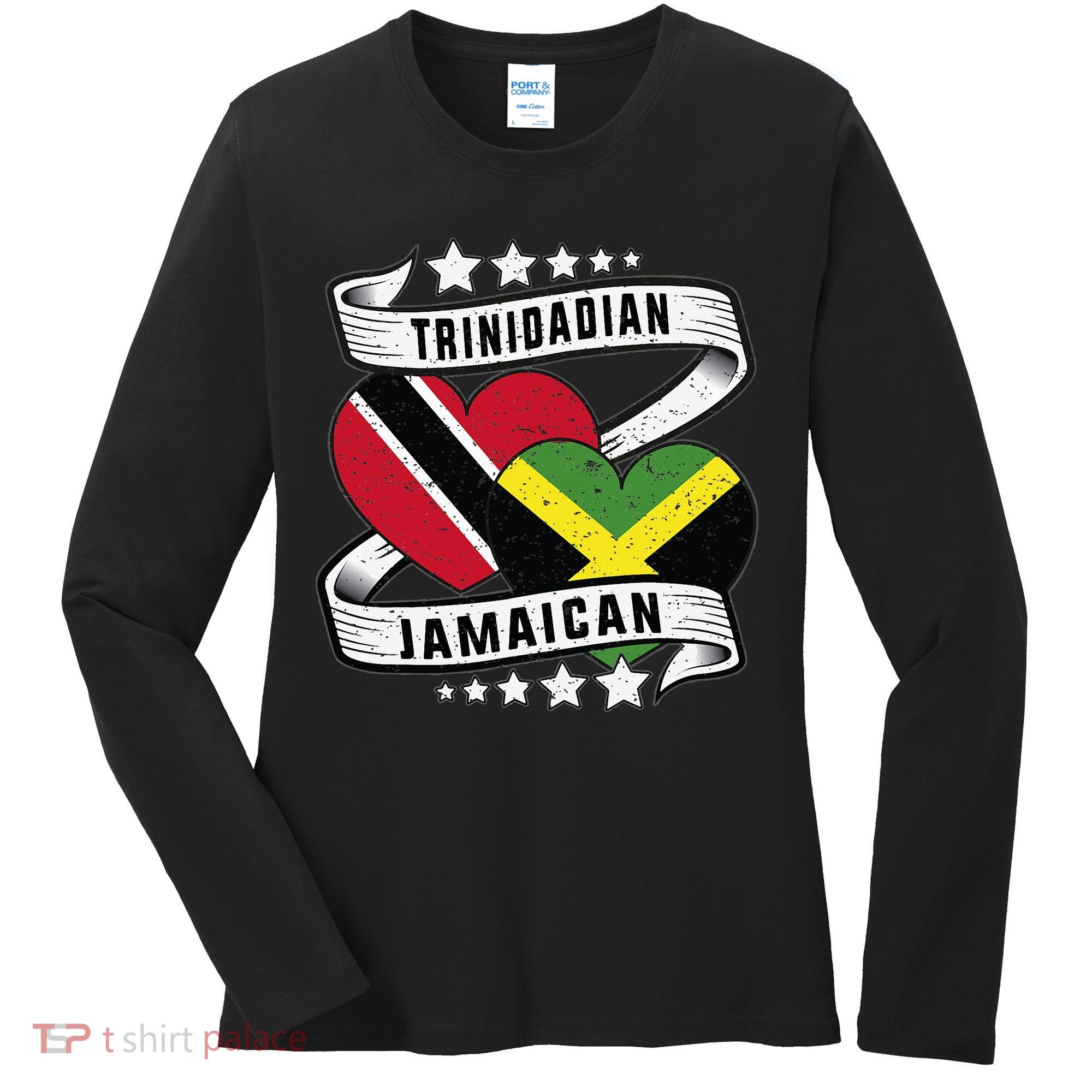 Jamaican Trinidad and half Jamaican flag  Women's Long Sleeve Shirt