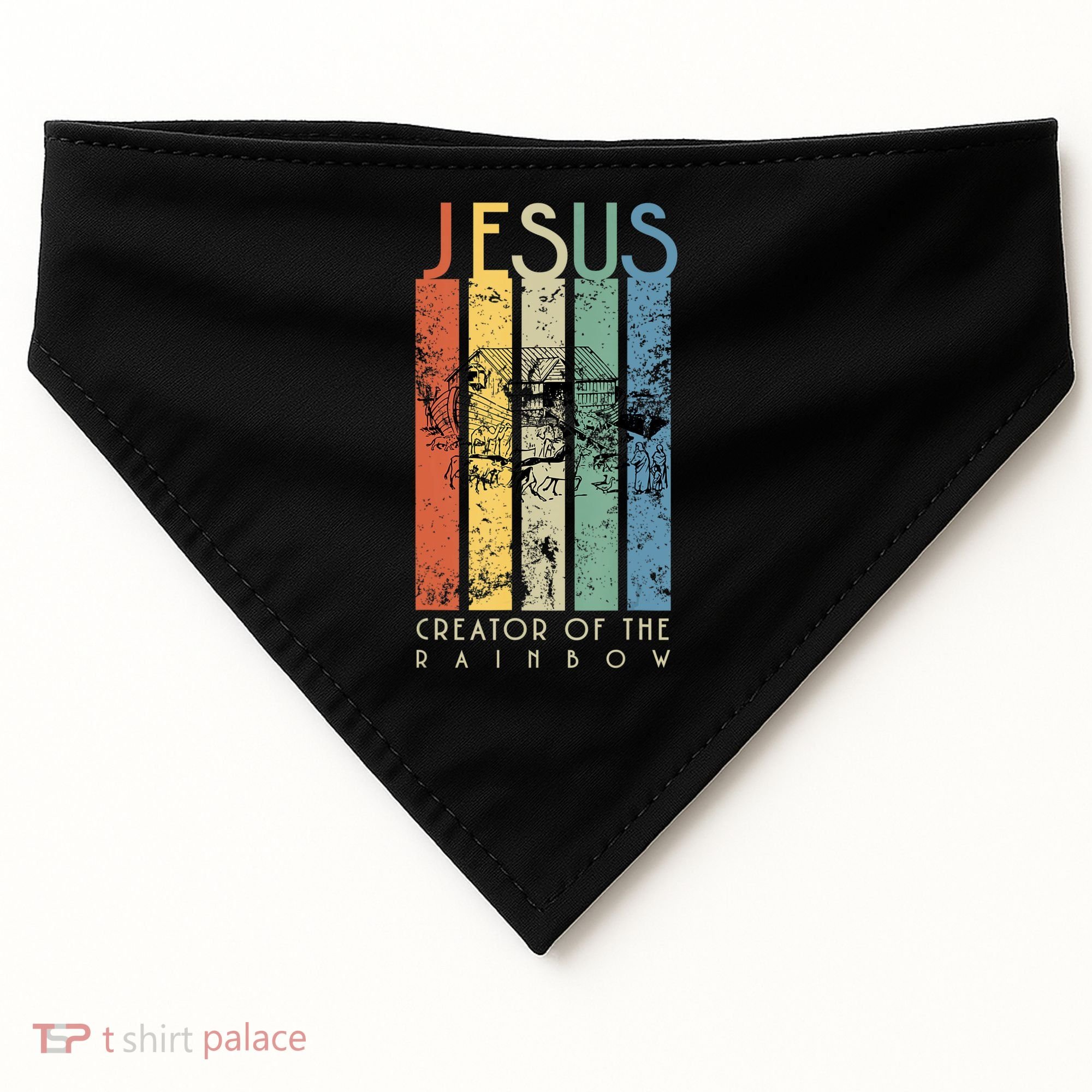 Jesus The Creator Of The Rainbow (Noah And The Ark) USA-Made Doggie Bandana