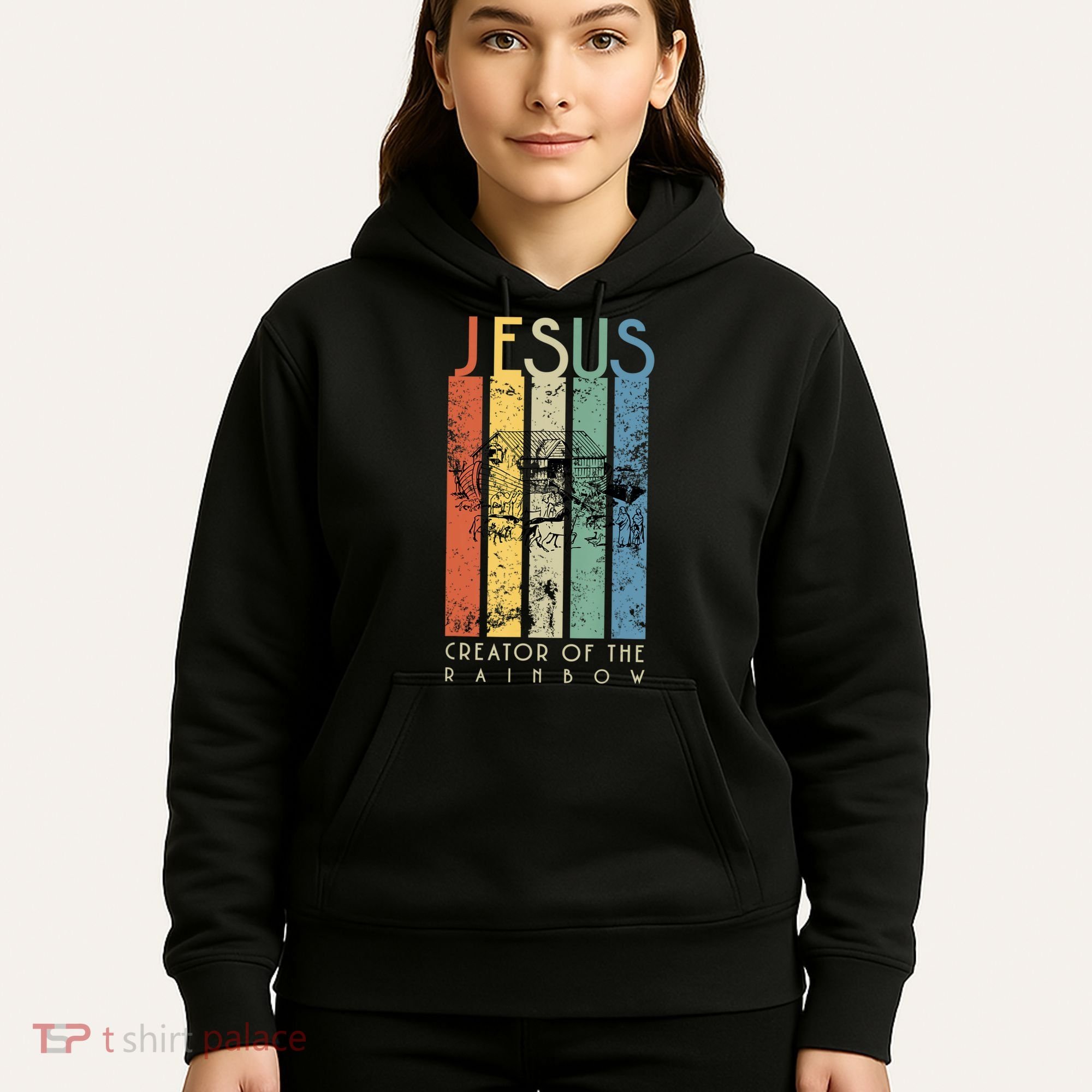 Jesus The Creator Of The Rainbow (Noah And The Ark) Hoodie
