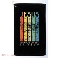 Jesus The Creator Of The Rainbow (Noah And The Ark) Golf Towel thumb 0