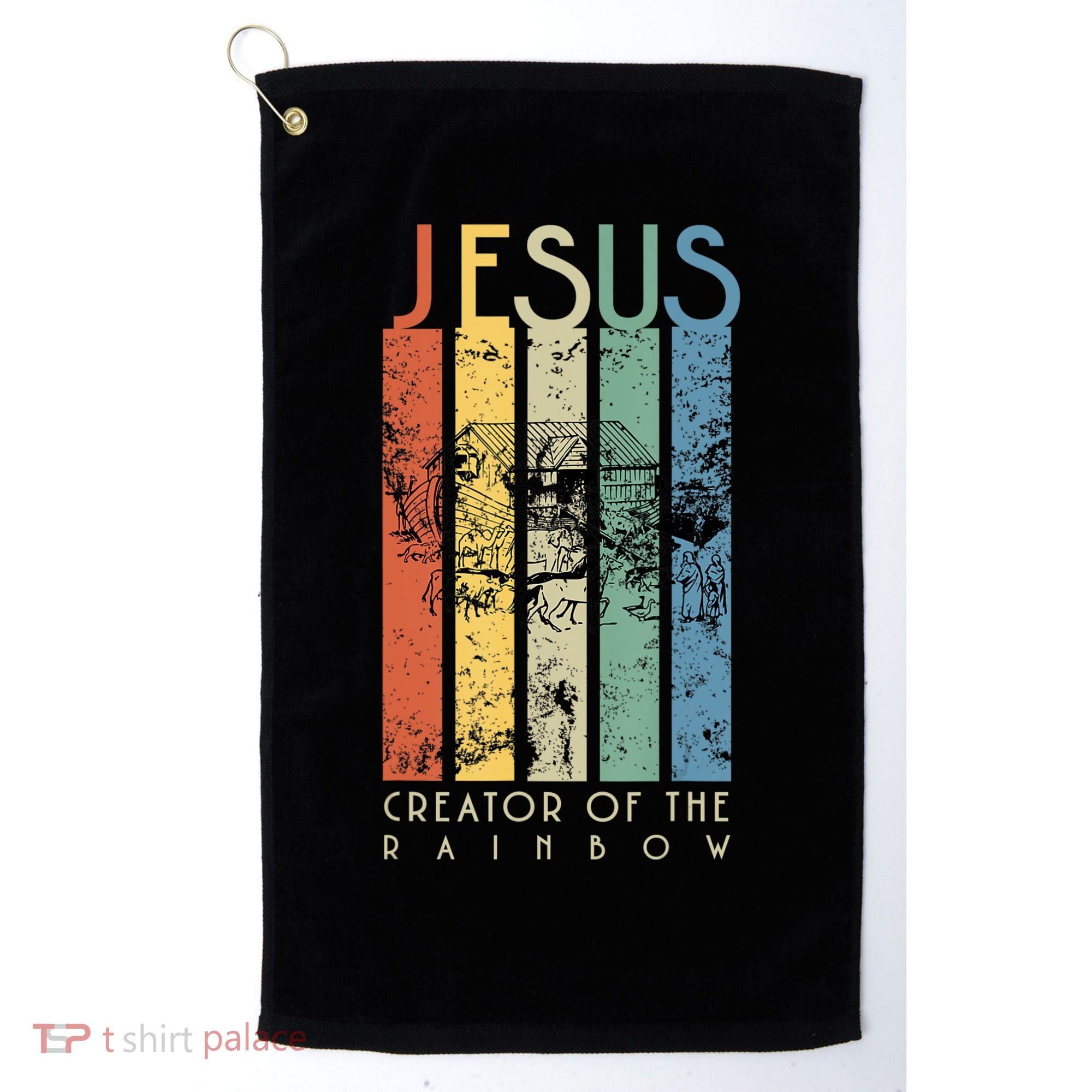 Jesus The Creator Of The Rainbow (Noah And The Ark) Golf Towel