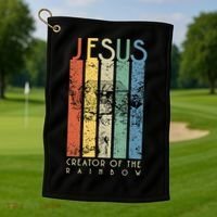 Jesus The Creator Of The Rainbow (Noah And The Ark) Golf Towel thumb 1