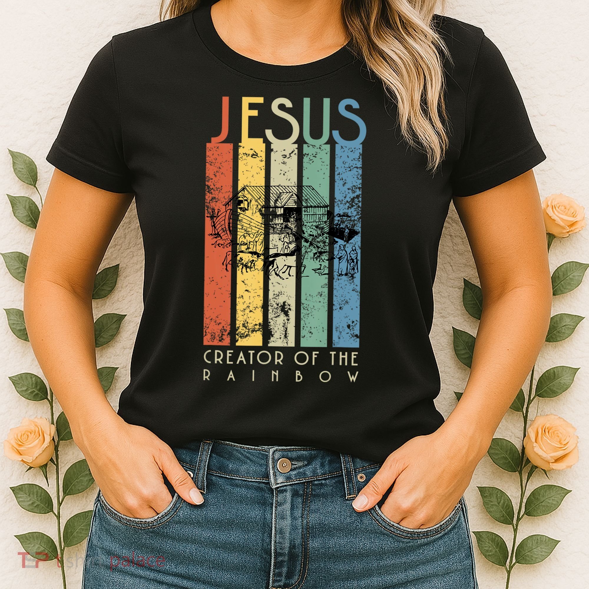 Jesus The Creator Of The Rainbow (Noah And The Ark) Women's T-Shirt