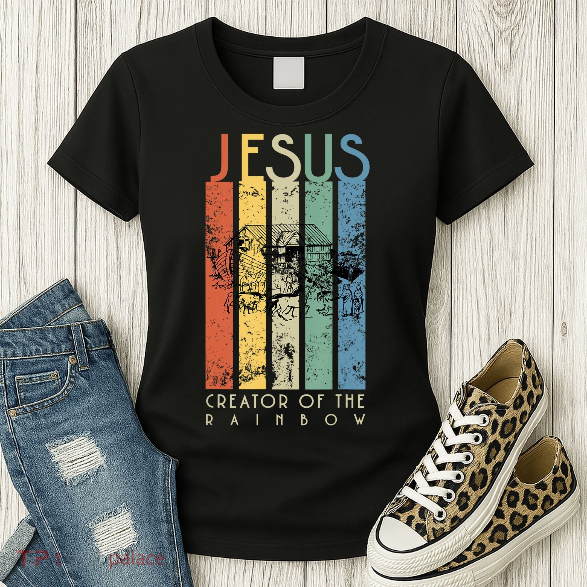 Jesus The Creator Of The Rainbow (Noah And The Ark) Women's T-Shirt