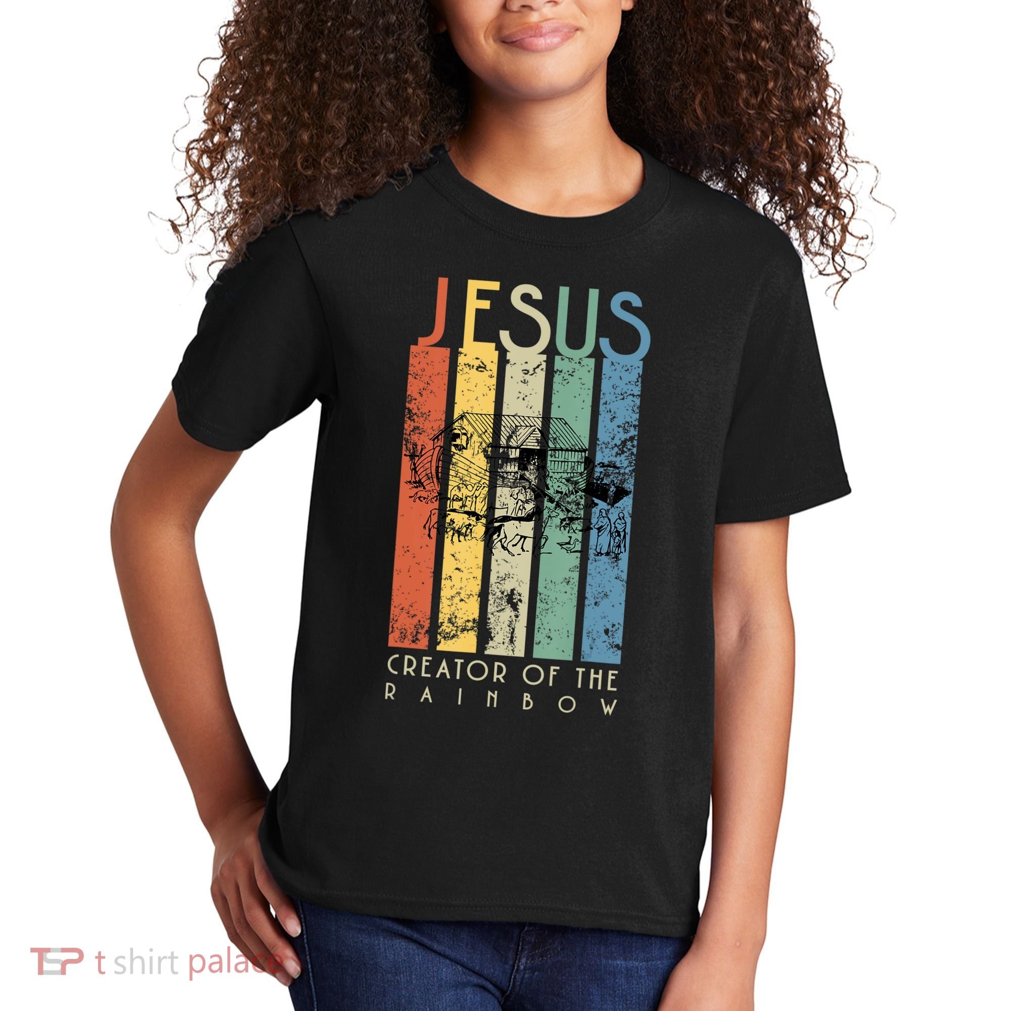 Jesus The Creator Of The Rainbow (Noah And The Ark) Kids T-Shirt