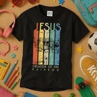 Jesus The Creator Of The Rainbow (Noah And The Ark) Kids T-Shirt thumb 3
