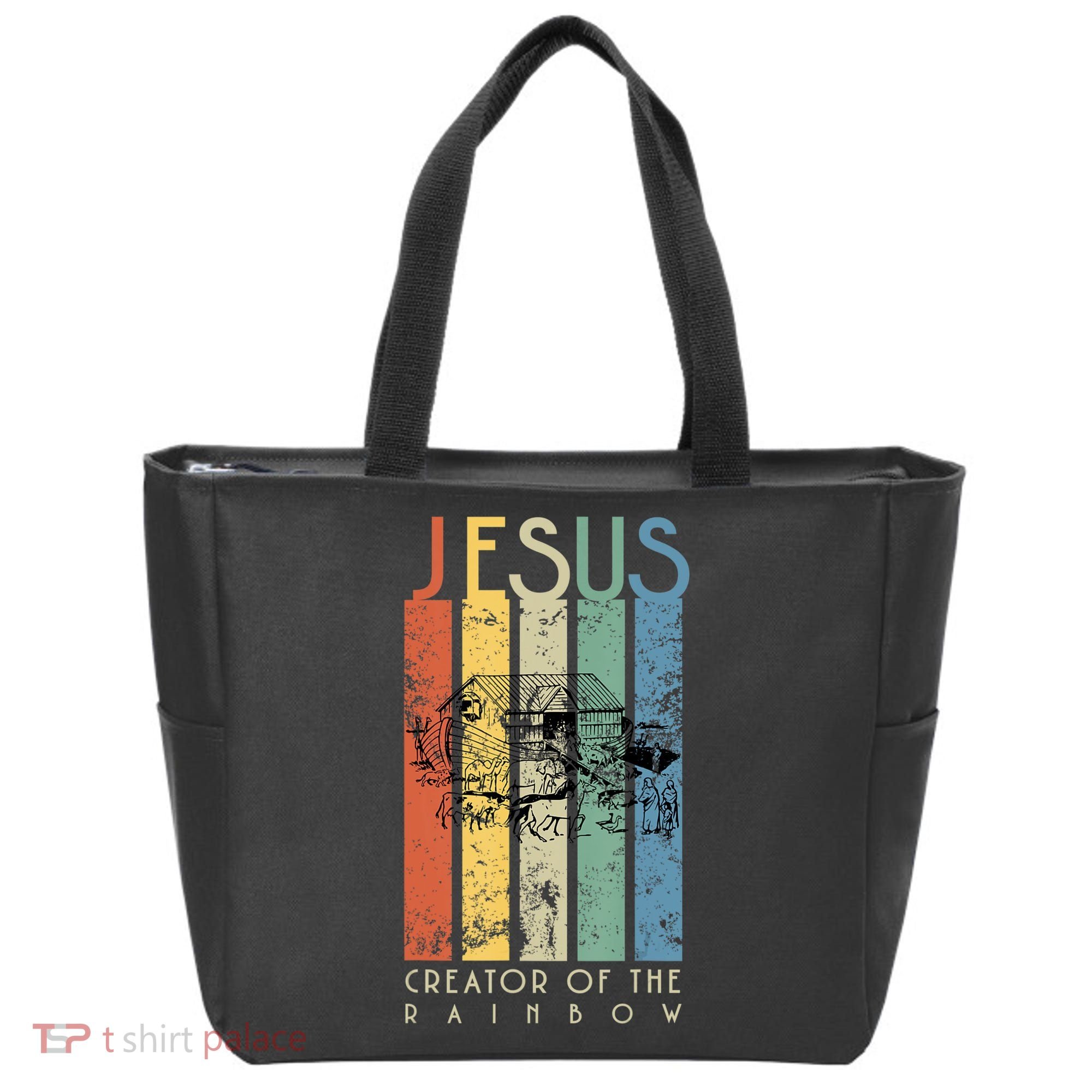 Jesus The Creator Of The Rainbow (Noah And The Ark) Tote Bag