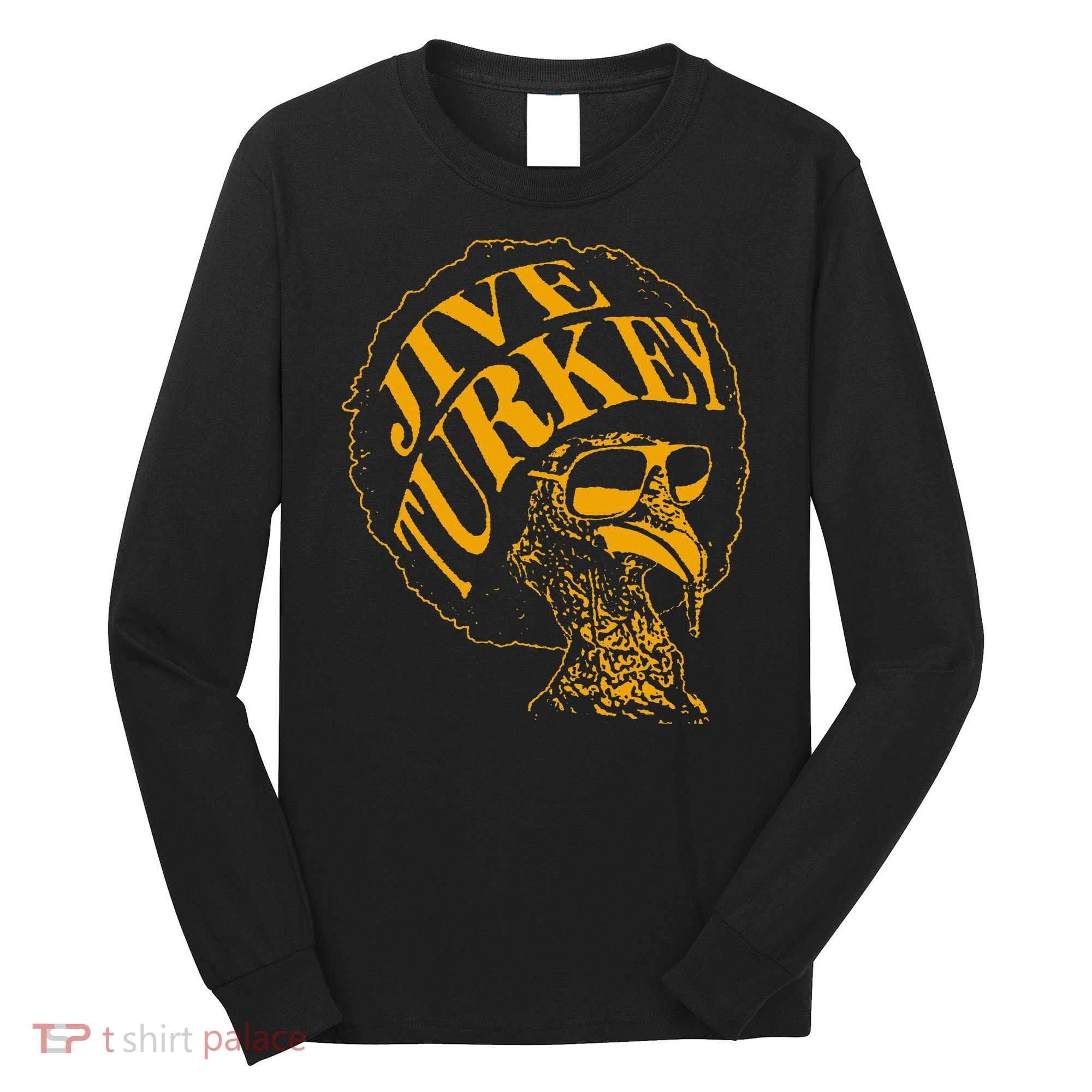Jive Thanksgiving Cool Turkey Head Retro Silhouette Long Sleeve Shirt