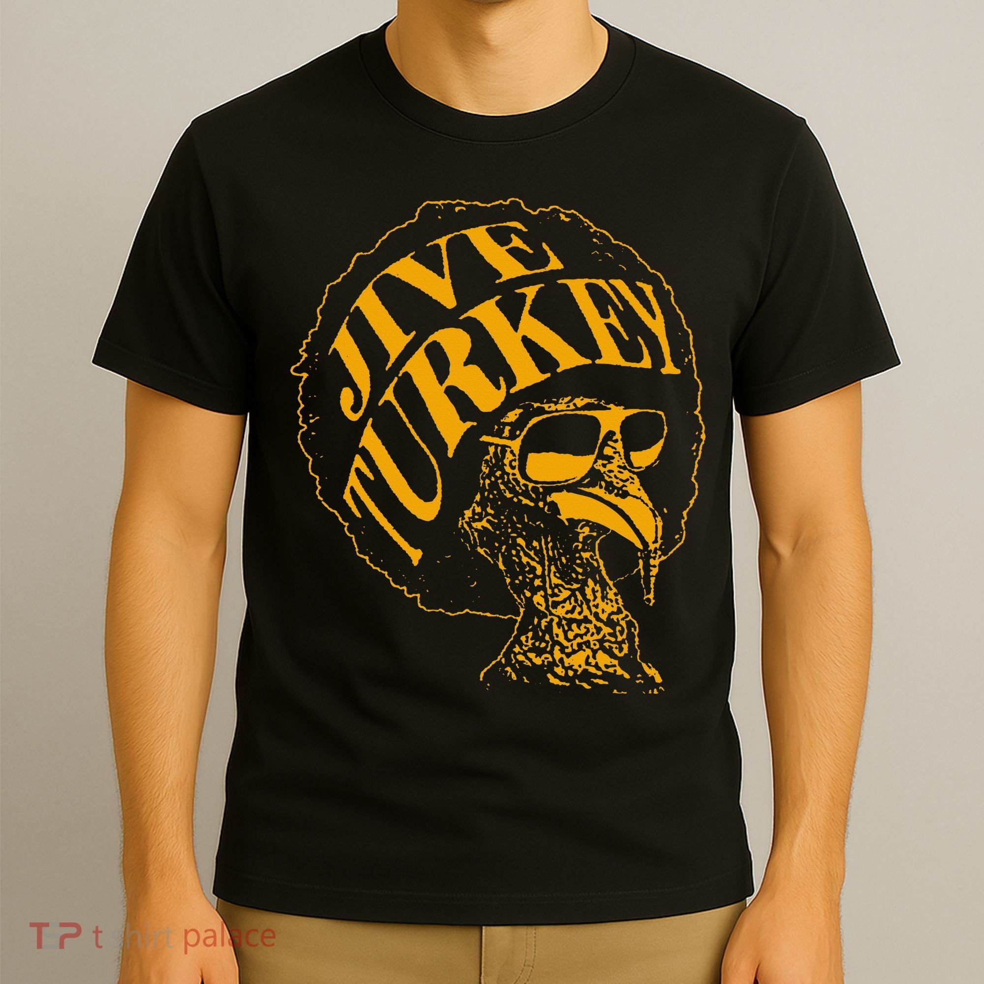 Jive Thanksgiving Cool Turkey Head Retro Silhouette T-Shirt