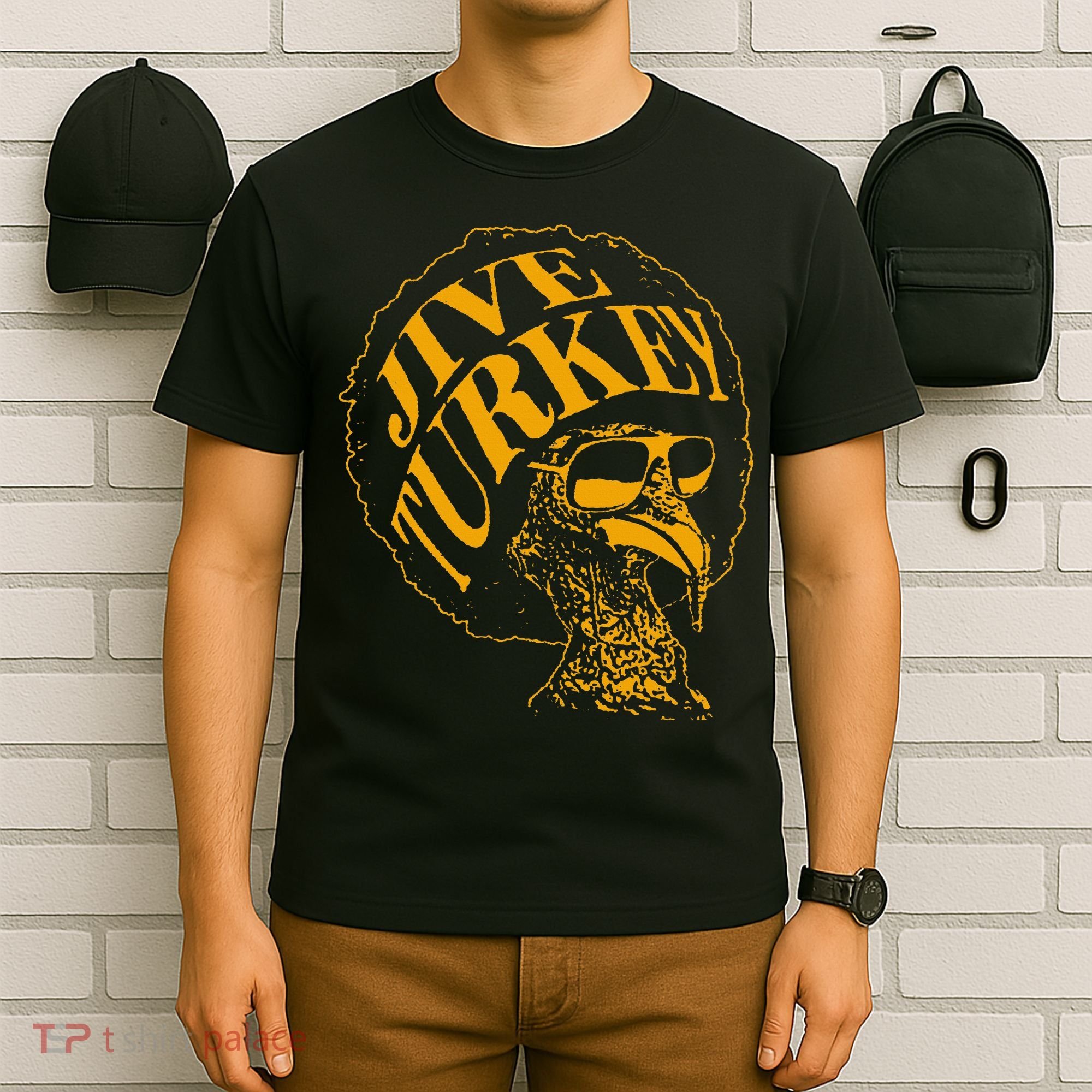 Jive Thanksgiving Cool Turkey Head Retro Silhouette T-Shirt