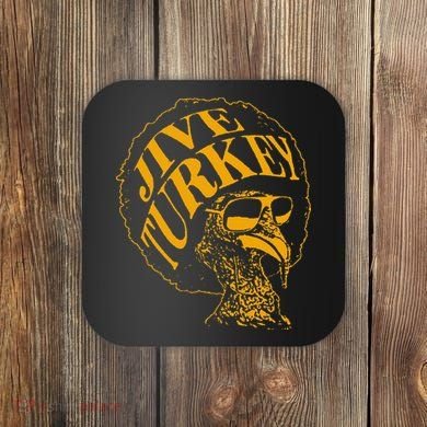 Jive Thanksgiving Cool Turkey Head Retro Silhouette Coaster
