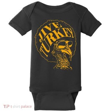 Jive Thanksgiving Cool Turkey Head Retro Silhouette Baby Bodysuit