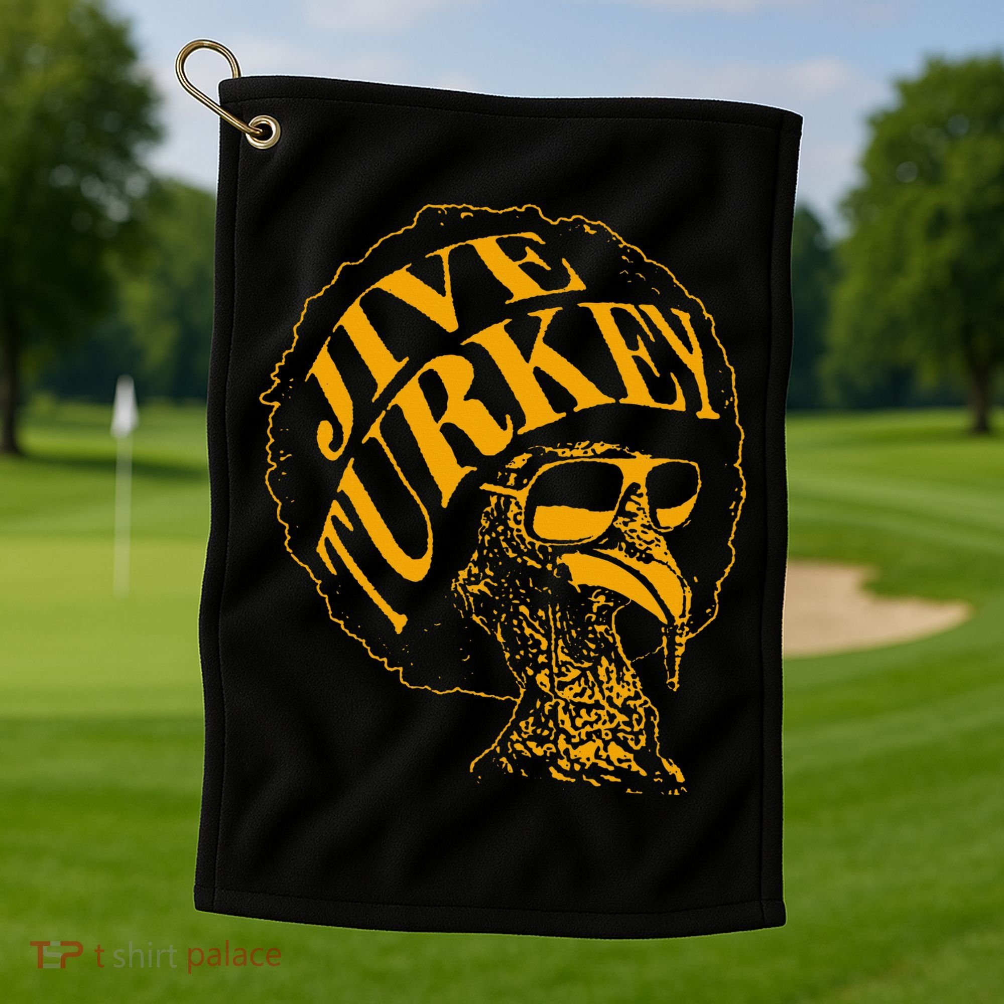 Jive Thanksgiving Cool Turkey Head Retro Silhouette Golf Towel