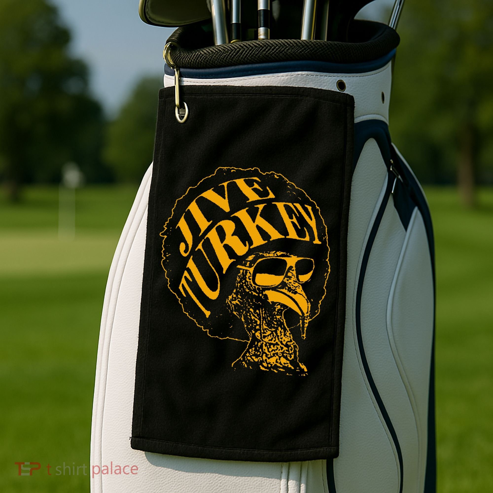 Jive Thanksgiving Cool Turkey Head Retro Silhouette Golf Towel