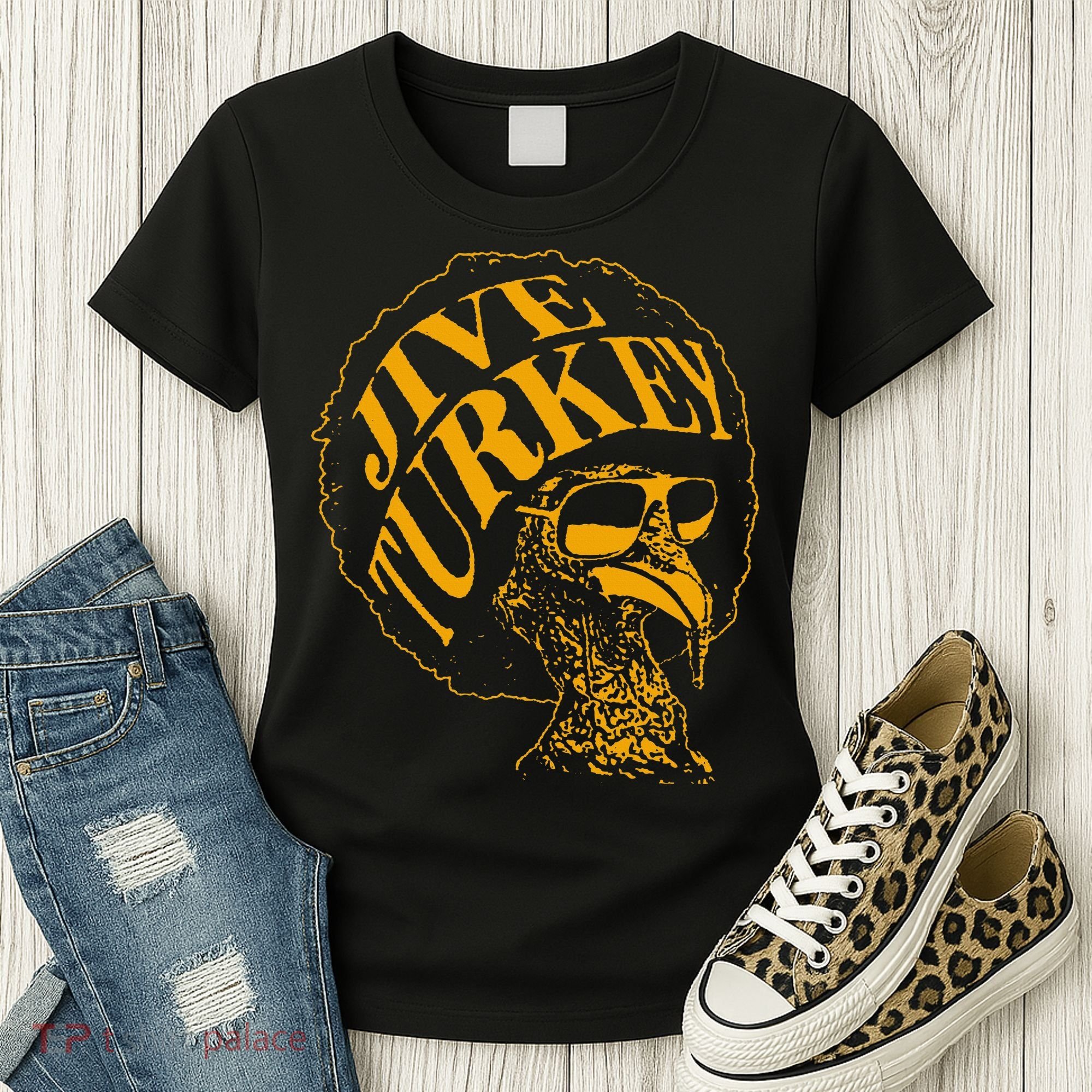 Jive Thanksgiving Cool Turkey Head Retro Silhouette Women's T-Shirt
