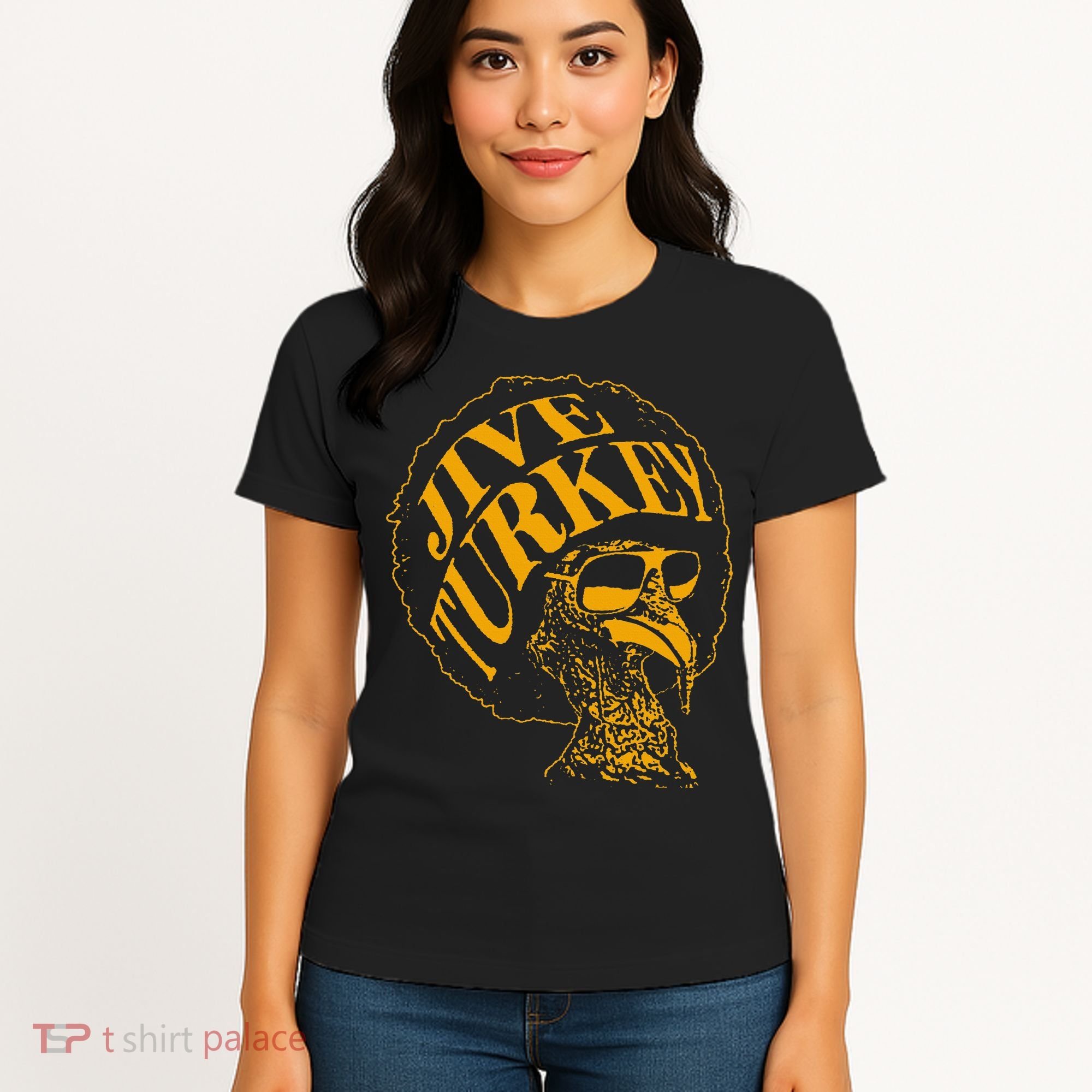 Jive Thanksgiving Cool Turkey Head Retro Silhouette Women's T-Shirt