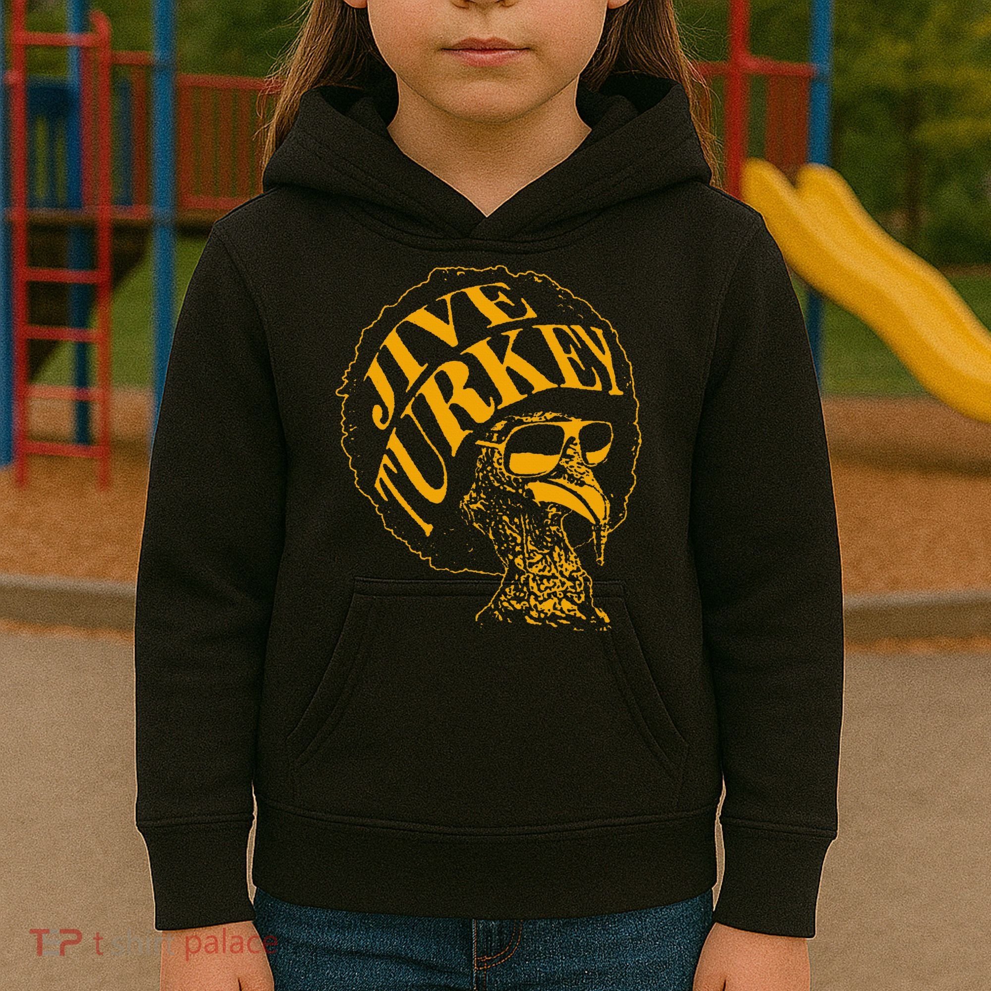 Jive Thanksgiving Cool Turkey Head Retro Silhouette Kids Hoodie