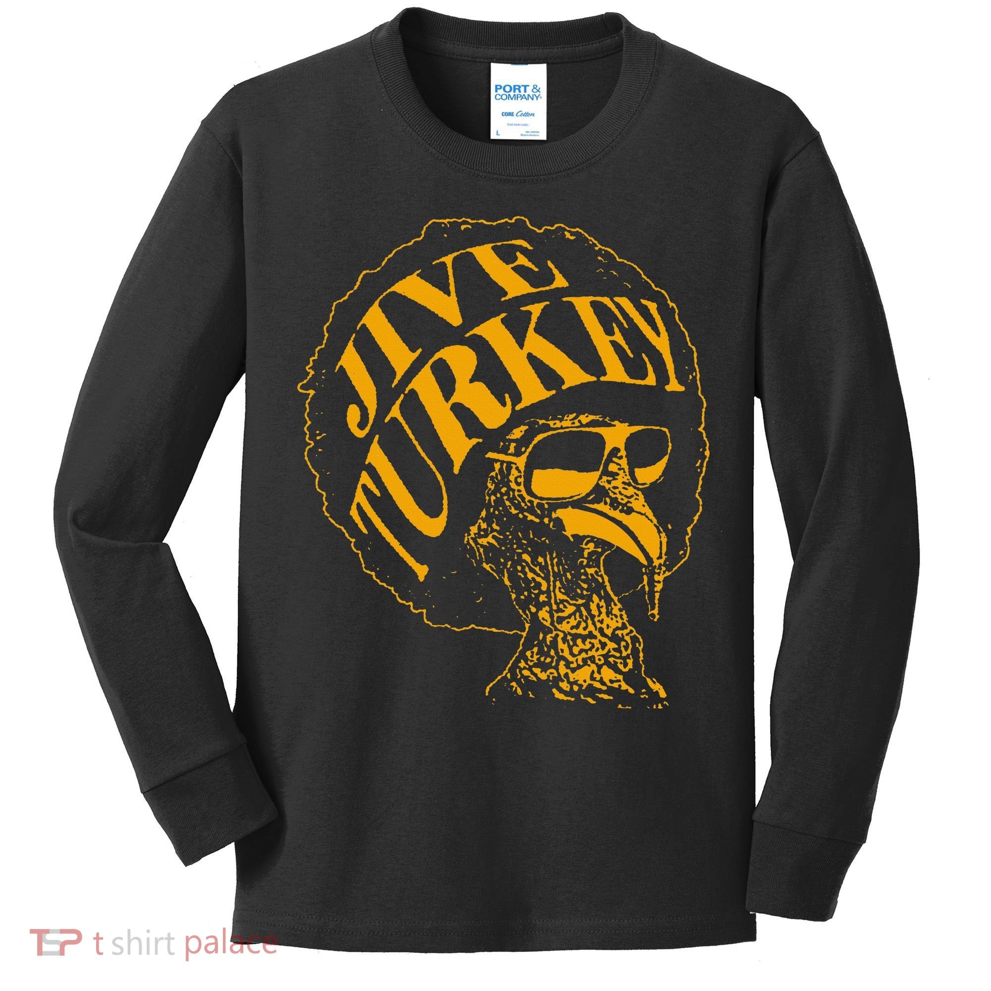 Jive Thanksgiving Cool Turkey Head Retro Silhouette Kids Long Sleeve Shirt