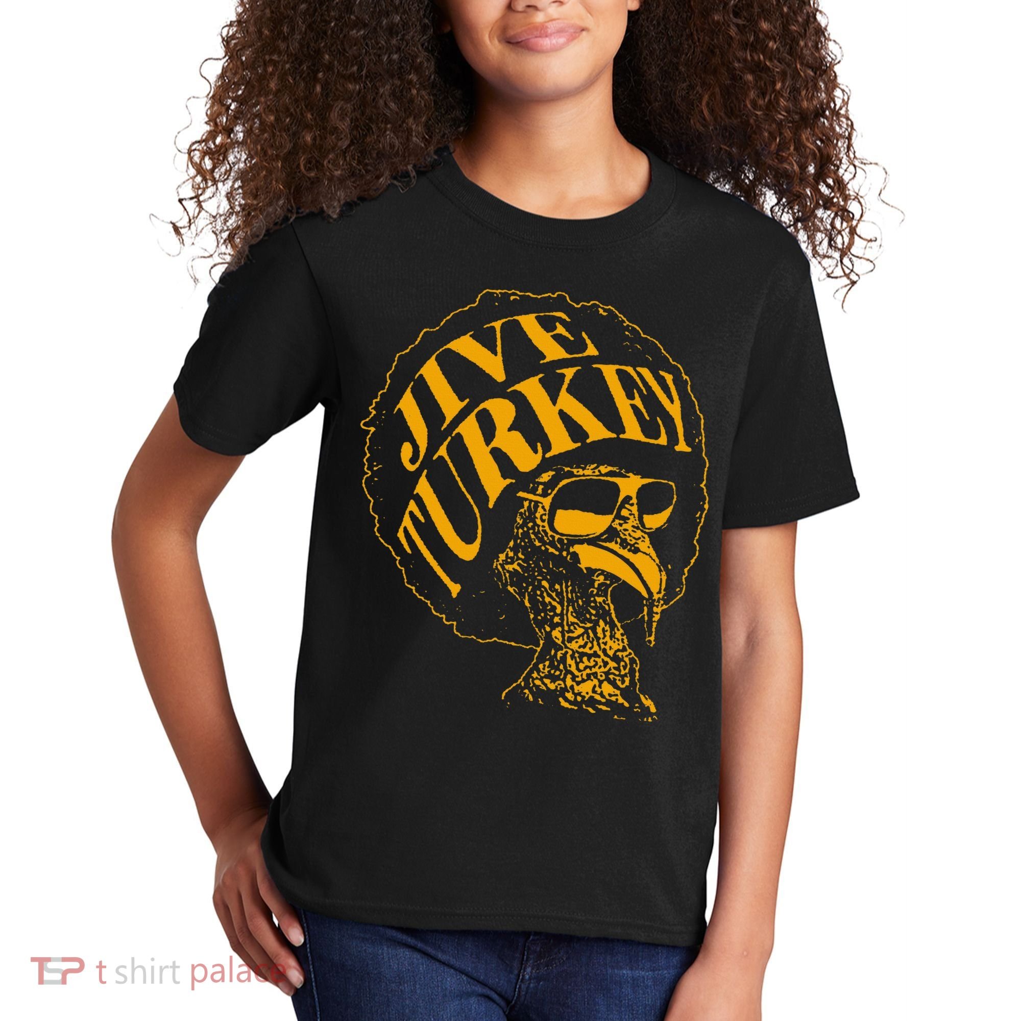Jive Thanksgiving Cool Turkey Head Retro Silhouette Kids T-Shirt
