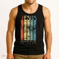 JESUS The Creator Of The Rainbow (Noah And The Ark) Tank Top thumb 3