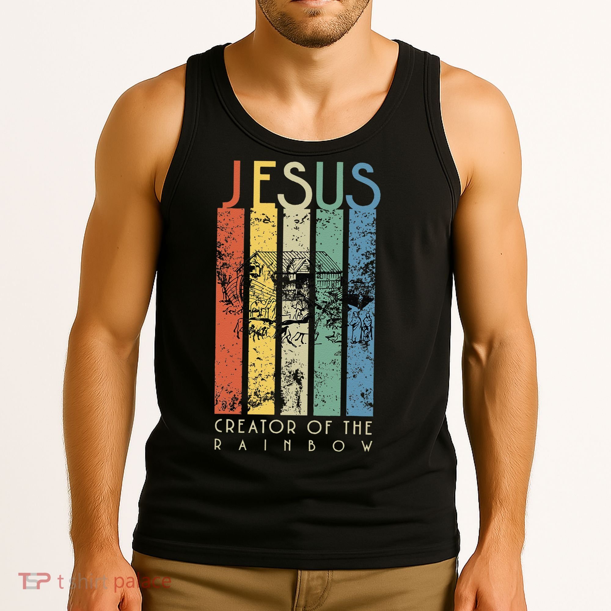 JESUS The Creator Of The Rainbow (Noah And The Ark) Tank Top