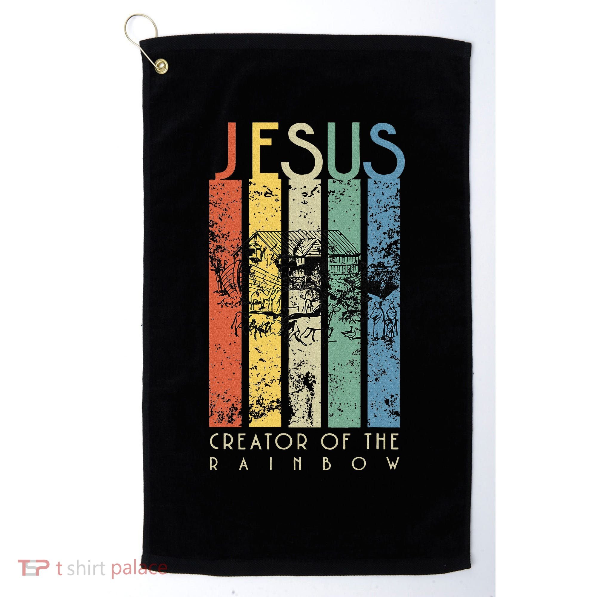 JESUS The Creator Of The Rainbow (Noah And The Ark) Golf Towel