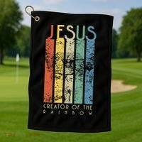 JESUS The Creator Of The Rainbow (Noah And The Ark) Golf Towel thumb 1