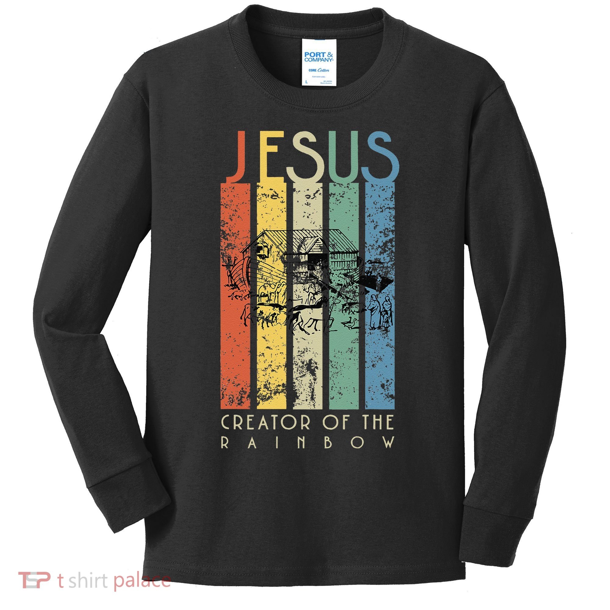 JESUS The Creator Of The Rainbow (Noah And The Ark) Kids Long Sleeve Shirt