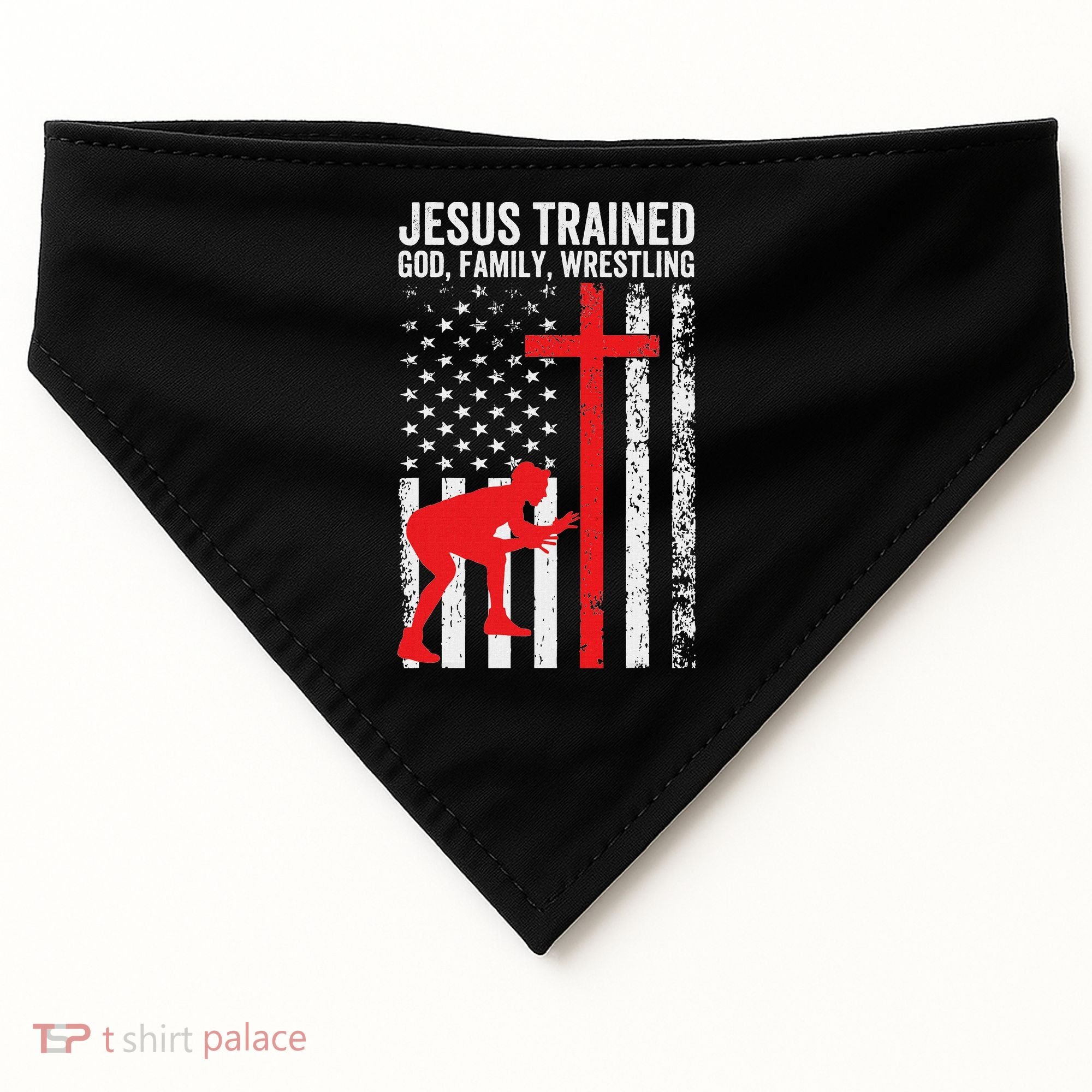 Jesus Trained Christian Wrestler Wrestling USA-Made Doggie Bandana