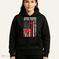Jesus Trained Christian Wrestler Wrestling Hoodie thumb 5