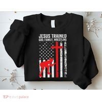 Jesus Trained Christian Wrestler Wrestling Sweatshirt thumb 2